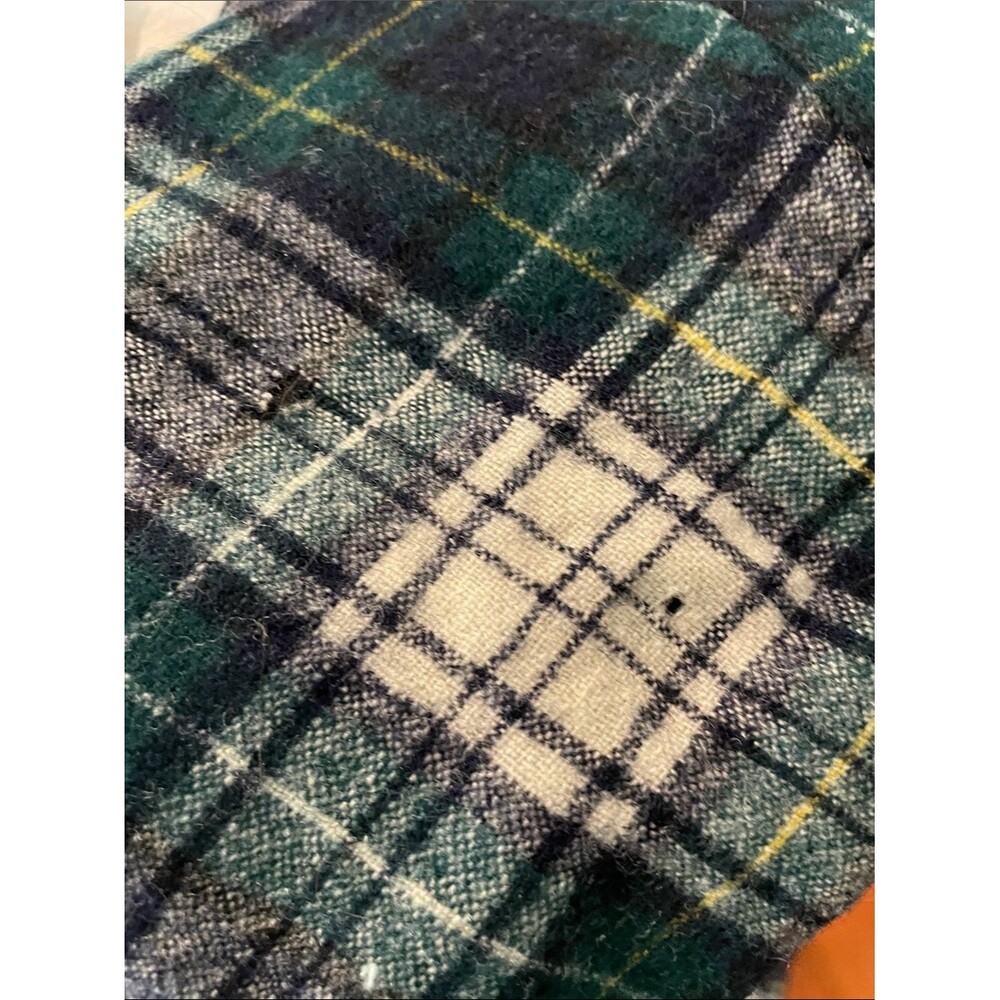 Vintage 70s Pendleton Wool Shirt Mens M Campbell Dress Tartan Plaid Moth Holes - Picture 7 of 15